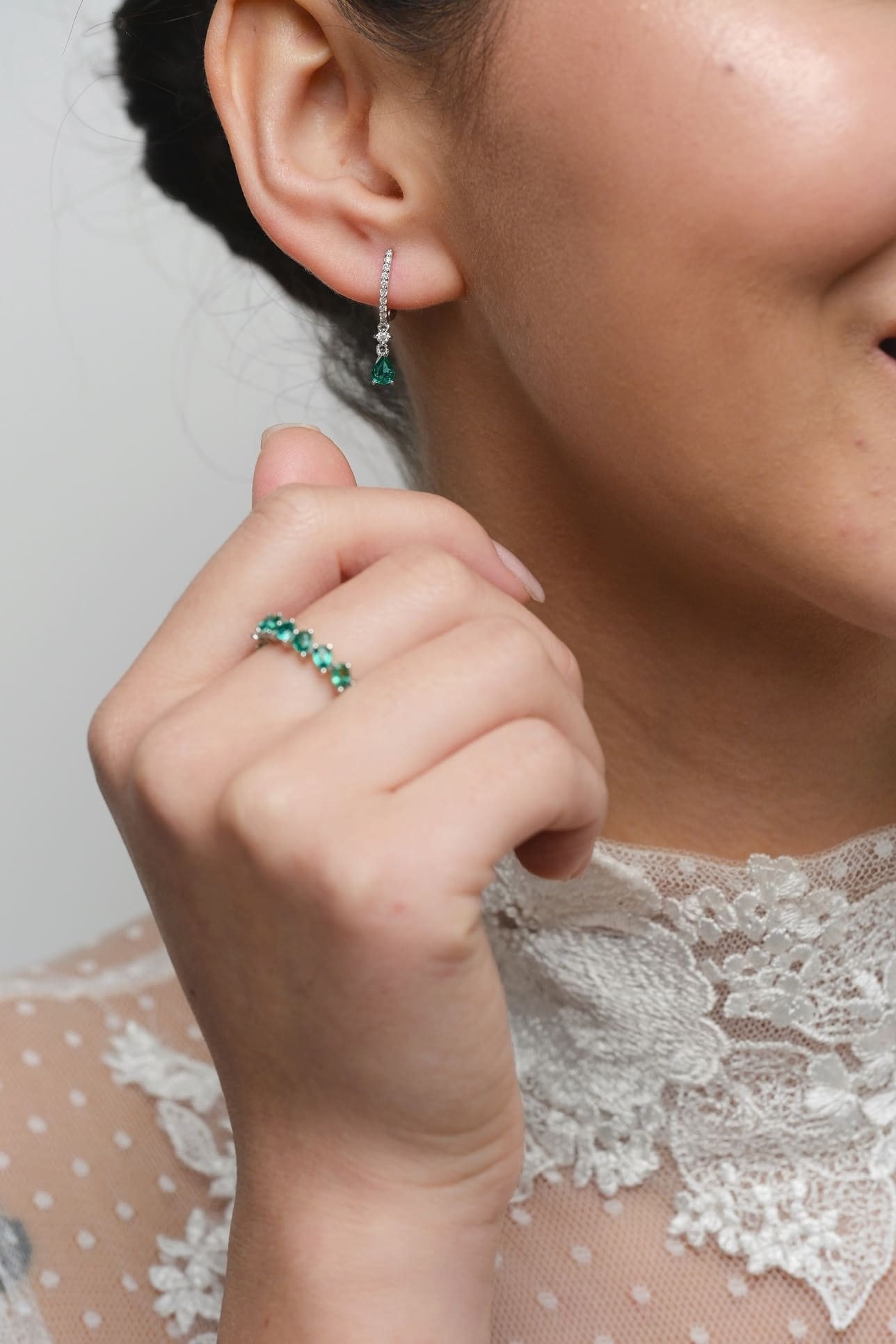 Oval Huggie Drop Earrings 2 - Image 3