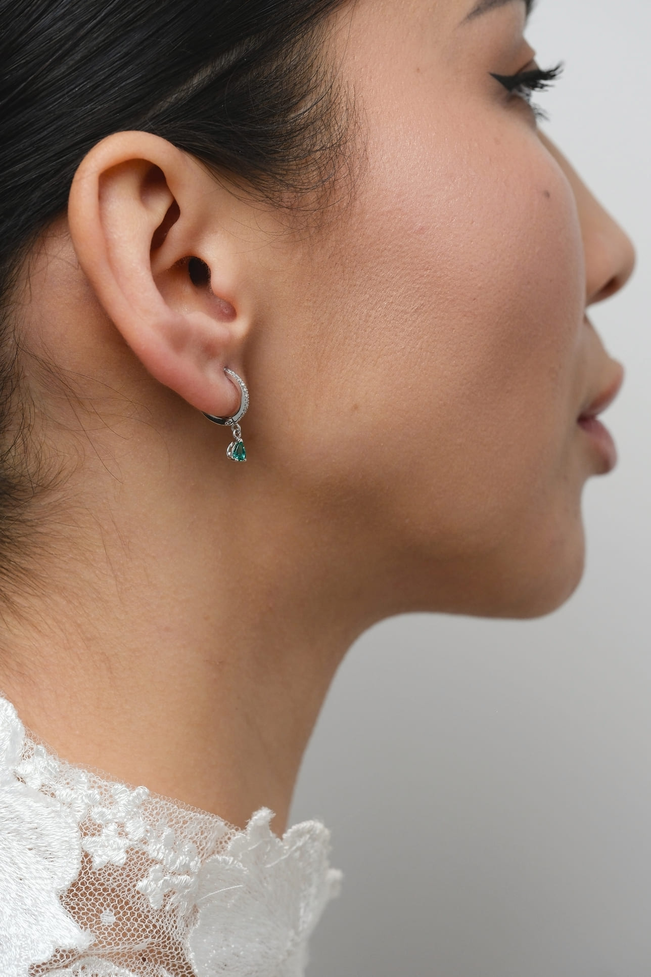 Oval Huggie Drop Earrings 2 - Image 2