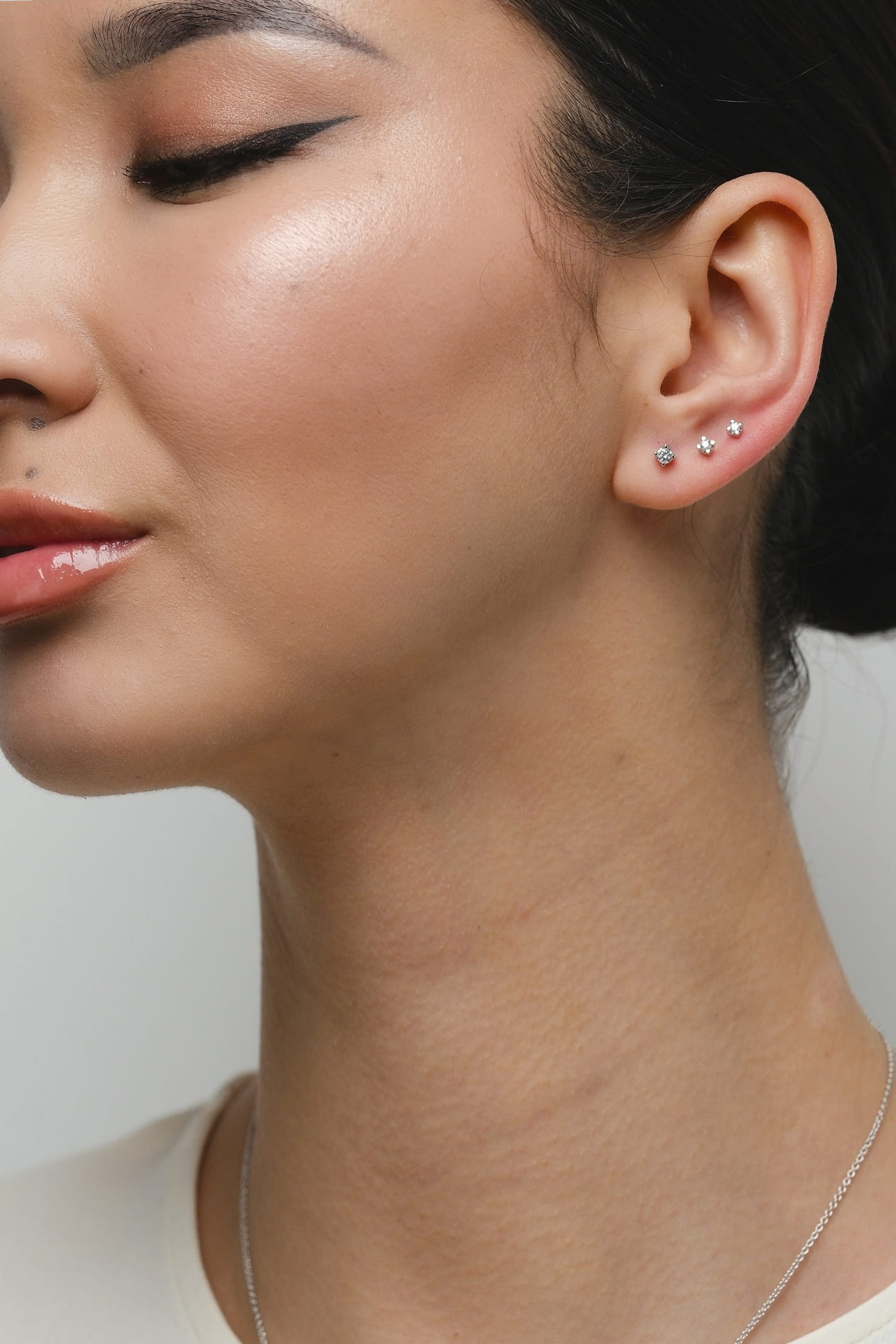 Solitaire Diamond Stud Earrings 1 - Image 3
