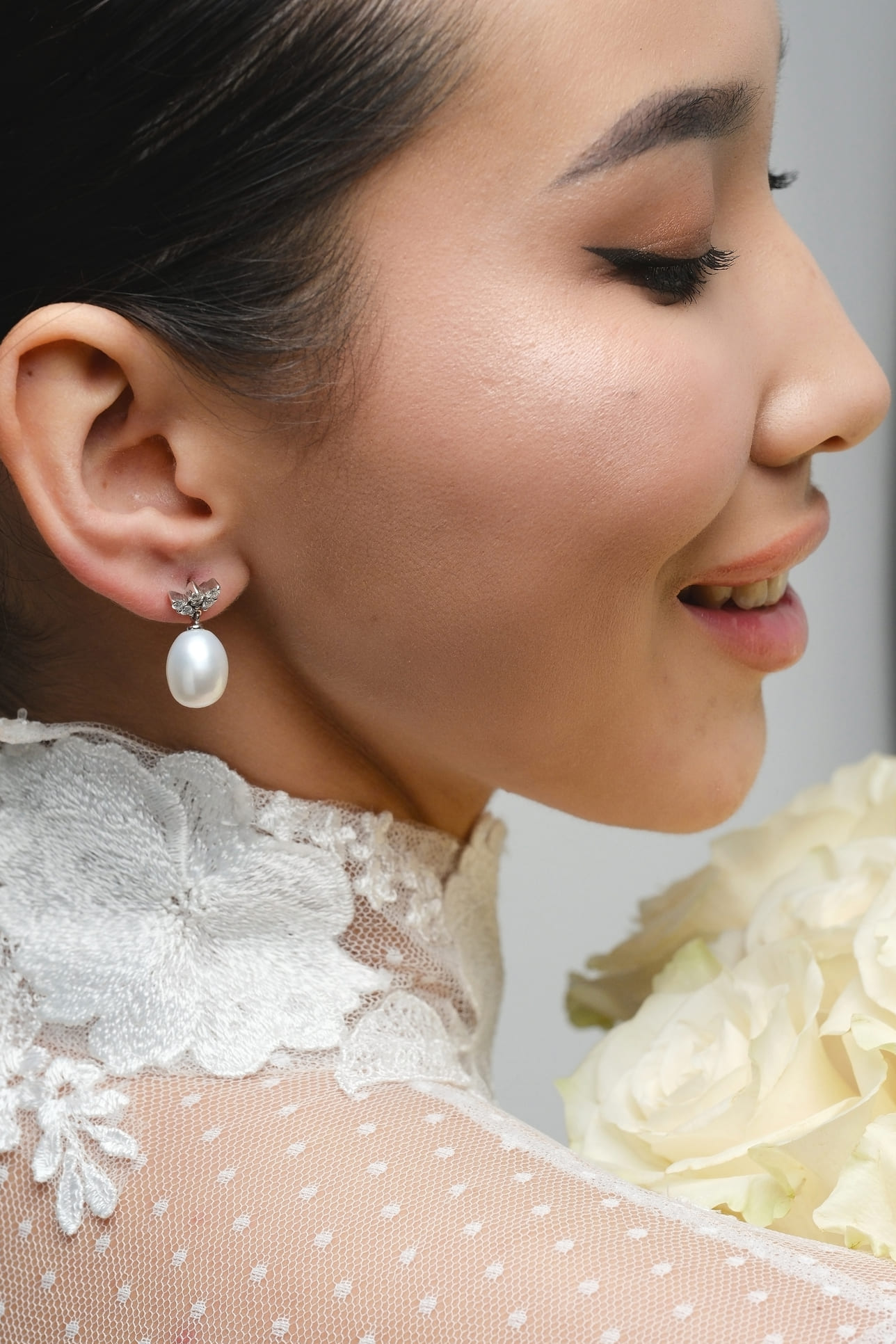 Oval Pearl Earrings - Image 2